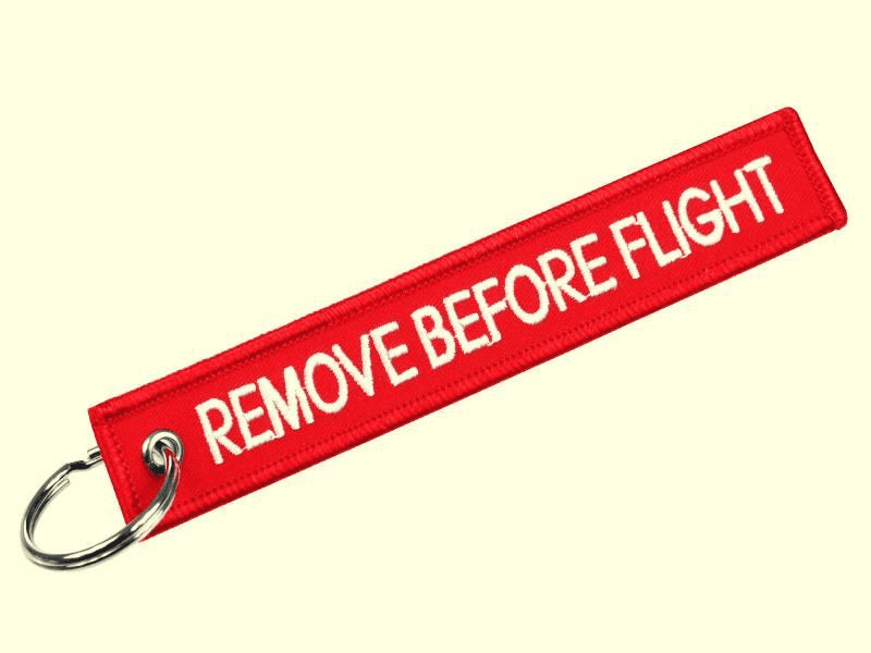 Chaveiro Bordado REMOVE BEFORE FLIGHT