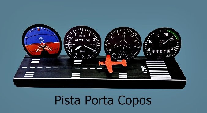 Porta Copos Instrumentos de Voo com Pista para Pouso
