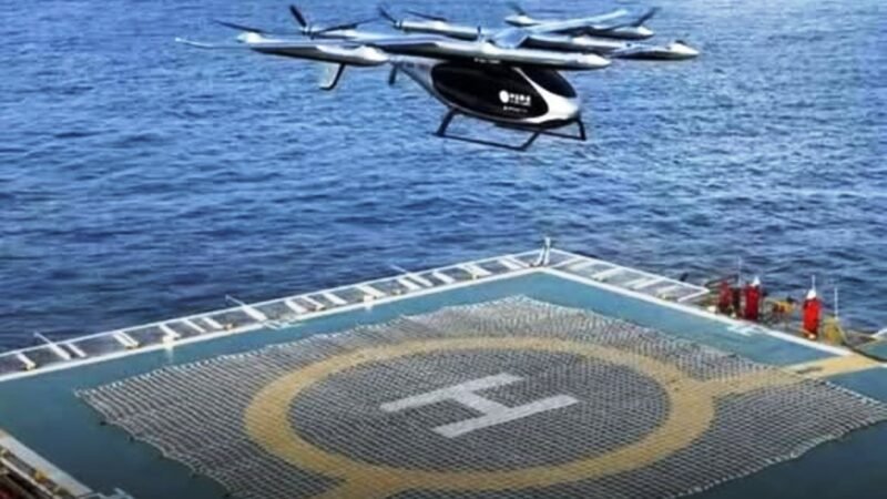 e-VTOL V2000CG CarryAll realizando transporte de carga para plataforma Offshore